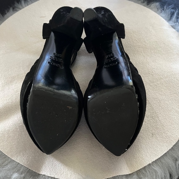 Fendi Black Leather Platform Sandals.  Size 38.5 US 8.5 - Picture 9 of 14